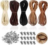 Leather Cord, 25M Leather String, Leather Cord for Jewellery Making with 100 Pcs Clasp, Pliable Leather Thong Cord, Faux Suede Cord for Making Bracelet, Pendants, Dream Catcher God, DIY (5 Colors)