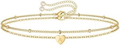 Gold Initial A Bracelets for Women Girls Dainty Layered Letter Bracelet