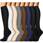ACTINPUT 8 Pairs Compression Socks Women & Men -Best Medical,Nursing,Travel & Flight Socks-Running & Fitness,Pregnancy-15-20mmHg (L/XL, Assorted 2)