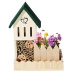 Navaris Wooden Insect Hotel with Planter Box - 8.7 x 5.9 x 11.4 Inches (22 x 15 x 29 Centimeters) - Wood House Nesting Habitat for Bees, Butterflies, Ladybugs