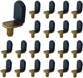 MYYZMY Bronze Shelf pins, 40pcs L-Shaped Clips 1/4 Inch Shelf Support Pegs for Glass Supports, with Rubber Sleeve Black