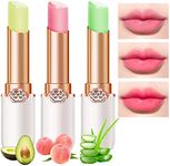 BINGBRUSH 3 Pcs Aloe Peach Orange Color Changing Lipstick Queen,PH Mood Long Lasting Labiales Lip Gloss Lip Balm Tinted Magic Lip Stain Moisturize Makeup Lipstick Set for Women