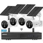 SANSCO Wireless Security Camera System, 10 Channel 2K NVR with 500GB HDD, 4x 4MP Solar Battery Powered WiFi IP Camera, Wire-Free, 2-Way Audio, Waterproof