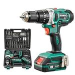 STANEW Cordless Hammer Drill Driver Set, Hammer Drill with 2 20V 2.0Ah Li-ion Battery, 1/2" Metal Keyless Chuck 2 Variable Speed 20+3 Torque Setting and Plastic Carrying Case