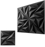 3D Wall Panels for Interior Wall Decor, 64 pcs PVC Wall Panels, 11.8''x11.8'' Decorative Accent Wall Panels for Game Rooms, TV Walls Background, Living Rooms, Paneles Decorativos para Pared 3D, Black