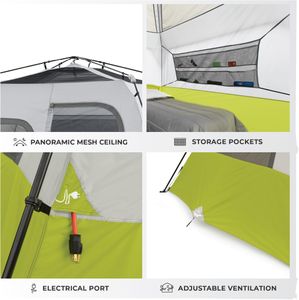 CORE 6-Person Instant Cabin Tent – Large Pop Up, 60s Setup, Organizer