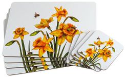 Set Of 4 Daffodil Flowers Dinner Place Mats And Coasters