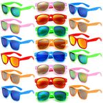 Fsmiling 20 Pack 80s Style Neon Party Sunglasses Bulk Mirrored Sunglasses Party Favors Glasses Retro Sunglasses Set