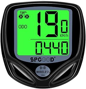 SPGOOD Wireless Bike Computer 16 Functions Waterproof LCD Speedometer for Bike Speedometer