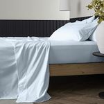 THREAD SPREAD 100% Pure Egyptian Cotton Split King Sheets Sets for Adjustable Bed -1000 Thread Count 5 PC Top Split King Sheet for Sleep Number Bed, Cooling Sheet, Fits Mattress Upto 18" - Light Blue