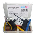 amiciAuto Complete Tubeless Tyre Puncture Repair Kit with Box (Nose Pliers, Cutter and Strips)