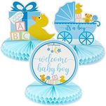 6 Pack Boy Baby Shower Table Decorations, Yellow Duck Honeycomb Centerpieces (8.25 x 7.5 in)