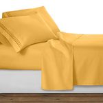 Clara Clark Premier 1800 Collection 4pc Bed Sheet Set - Queen Size, Yellow