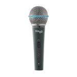 Stagg SDM60 Professional Cardioid Dynamic Microphone, Spherical Mesh Grille / Pop Filter, 3-Pin XLR Connection, Vocal and Instrumental Microphone,