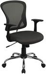 Flash Furniture Alfred Mid-Back Dark Gray Mesh Swivel Task Office Chair with Chrome Base and Arms