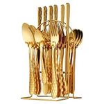 24 Piece Gold Silverware Set with H