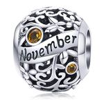 Lorrifal November 925 Sterling Silver Original Birthstone Charms fit Pandora Bracelets Necklace Perfect Jewelry Birthday Loved Beads Gift for Women Girls Mom Daughter