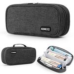 Large Capacity Pencil Case, Koncci Stationery Storage Handheld Pen Pouch Bag Multiple Compartment Double Zipper Cosmetic Portable High School Office Organizer College Student Girls Boys Teen Adults