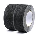 BOMEI PACK Heavy Duty Black Anti Slip Tape, Waterproof Non Slip Safety Tape for Stair Steps Outdoor/Indoor, 2Rolls Grip Traction Tape 2 Inch x 33Ft