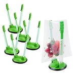 6 PCS Baggy Rack Stand, Adjustable Hands Free Clips for Food Storage Bags Plastic Freezer Bags (Green)