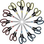 Belle Vous 12 Pack of Assorted Scissors - 21cm/8.27 Inch Overall Length - Sharp Stainless Steel Blades with Soft Comfort Grip Handles - for Office and Home - Multipurpose Craft Scissors/Shears