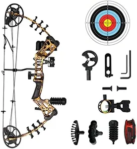 WUXLISTY Youth Compound Bow Set 15-45 Lbs for Teens and Beginner, Package with Archery Hunting Equipment, 5 Pin Sight, Max Speed 320fps, Adjustable, Right Hand, Snake Camo