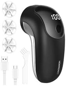 Electric Lint Shavers, [1200mAh Battery] [Blade Sharpness Upgrade] Homtronics Electric Lint Remover with 3-Speed, LED Display, 4 Blade, Rechargeable Fabric Shaver for Clothes, Sweater, Couch (Black)