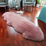 LLB Genuine Sheepskin Area Rug Wool Rug Fur Carpet Fluffy Fur Rug for Living Room Kids Bedroom Real Sheepskin Throw Lambskin Rugs Sofa Mat Chair Seat Covers (Light Pink, 2 x 6 ft Sheepskin)