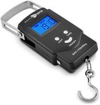 South Bend Digital Hanging Fishing Scale and Tape Measure with Backlit LCD Display, 110lb/50kg Capacity (Batteries Included)