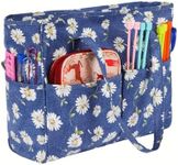 Kiswleon Knitting Bag,Crochet Bag for Needles and Embroidery Organiser,Knitting Tote Bag,Craft Bag for Wool and Needles Storage,Knitting Bags and Knitting Organizers Multiple Pockets for Women