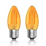 Luxvista 2W E27 LED Vintage Light Candle Bulbs - E27 Edison Screw LED Bulb Warm White 2200K C35 Dim Low Watt Light Bulb Amber Glass Orange Bulbs,Equivalent 20W,Non-Dimmable,2-Pack