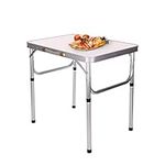 BALLSHOP Small Camping Table Folding Picnic Table Outdoor Adjustable Height Kitchen Work Top for Home Party and Camping 44.5x57x60cm