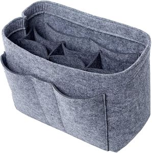 Advance Geotextiles Women Felt Purse Organizer Insert for Ladies Handbag, Tote, Hobo Bag Storage Purse Divider, Multiple Storage Compartment - Grey(11.4x5.9x7.1) inch (Large)