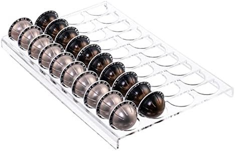 Sumerflos Coffee Pod Holder Storage Tray 15.75" L x 10.23" H for Vertuoline Capsule, Drawer Insert Organizer Holds 40 Pods Drawer of Kitchen, Home, Office - Clear