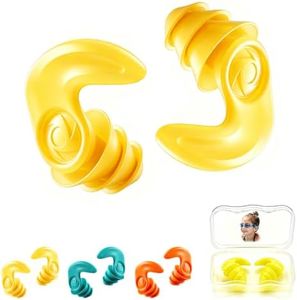 Kids Swimming Ear Plugs,3 Pairs Waterproof Silicone Ear Plugs for Swimming Kids Ages 6-14,Reusable Soft Swim Ear Plugs with Noise Reduction for Pool,Shower,Surfing and Travel(Kids-Green,Orange,Yellow)