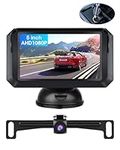 Jelkuz AHD 1080P Backup Camera 5 inch Rear View Camera Monitor Kit IP68 Waterproof Super Night Vision Reverse Camera for RV Cars Trucks DIY Guide Line