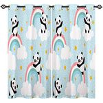 ANHOPE Panda Curtains Eyelet 80% Blackout Room Darkening Curtains Cartoon Animal Panda Bear Print Pattern Thermal Light Blocking Window Drapes for Kids Bedroom Living Room 46 x 54 Inch Drop 2 Panels