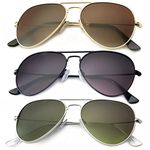 Polarized Aviator Sunglasses for Men Women Metal Sun glasses UV Blocking, 3 PACK (Fuchsia/Tawny/Dark Green, 58mm)