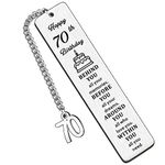 HULALA Happy 70th Bookmark Birthday Gifts for Women Men Best Friend Husband Wife Grandma Behind You All Your Memories Before You All Your Dreams