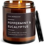 Peppermint & Eucalyptus Natural Soy Wax Scented Candle for Home – Crafted in USA – Relaxing Candle – Best Birthday Gift, Christmas Gift, Romantic & Anniversary Gift – Scented Candles for Women & Men