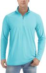 TACVASEN Men's Quick Dry Shirts Sun Protection Tops Long Sleeve Running Hiking Shirts 1/4 Zip Pullover Active Tops Lake Blue M