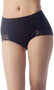 iB-iP Women's Soft Modals Comfort Lace V Shape High-Cut High Waist Hipster Panties, Size: 14, Black