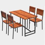 Urban Decor Iron Frame & Engineered Wood Top Dining Table with Chairs Solid Wood - 4 Seater Dining Set