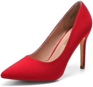 DREAM PAIRS Women's Closed Toe High Heels Dress Pointed Toe Wedding Pump Shoes,Size 10,Red/Suede,Christian-New