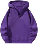 Verdusa Men's Quarter Zip Pullover Hoodies Long Sleeve Drop Shoulder Sweatshirt Casual Pullover Mauve Purple XX-Large