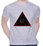 CreativiT Graphic Printed T-Shirt for Unisex Illuminati Tshirt | Casual Half Sleeve Round Neck T-Shirt | 100% Cotton | D00698-13_Grey_Small