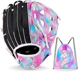 FIODAY Kids Baseball Glove,Softball Gloves,Unicorn Baseball Softball Mitt for Kids Girls Toddlers, Tee Ball Glove for Training and Beginner Play, Left Hand Glove, Right Hand Throw