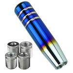 YCooiFo Long Shift Knob, 5.12" Lightweight Car Gear Shifter knobs of Aluminum Alloy Fit Universal Manual Vehicle with 4 Threaded Adapters M8 M10 M12 x 1.25, M10x1.5 (Blue)