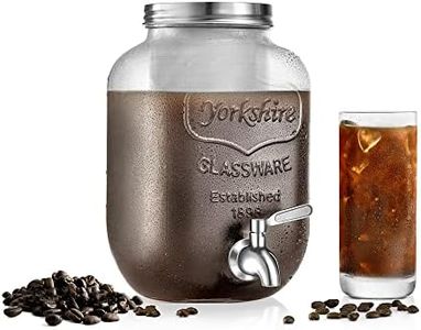 NutriChef 1 Gallon Glass Coffee Maker - Wide-Mouth Authentic Mason Jar, Cold Brew Coffee Maker with Stainless Tap and Spigot Metal Lid Filters, 100% Leak-proof and Drip-free