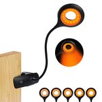 Clip On Reading Light for Bed Headboard,Rechargeable 16 LED Amber Book Light,5 Brightness Desk Light Clamp Lamp, Touch Control Dimmable Reading Lamp with Flexible Neck, Night Light